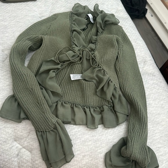 Zara Ruffled Knit Cardigan - Picture 2 of 3